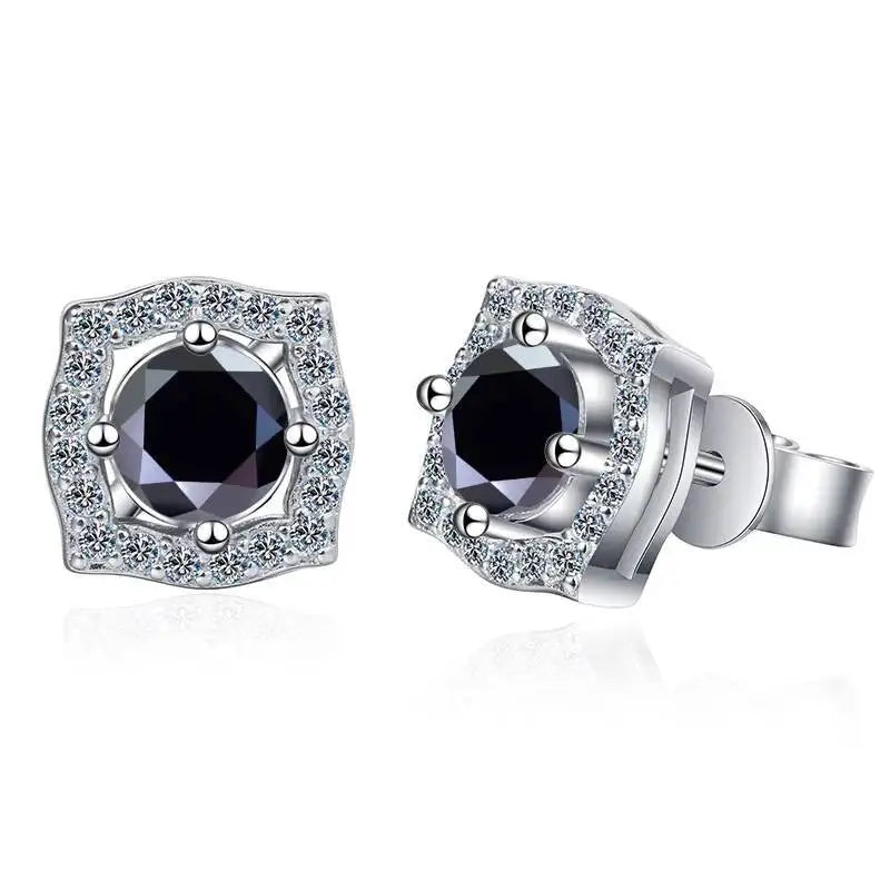 Sterling Silver Moissanite 1ct Stud Earrings Sterling 925 Lab-Created Diamond BandsCo Straps