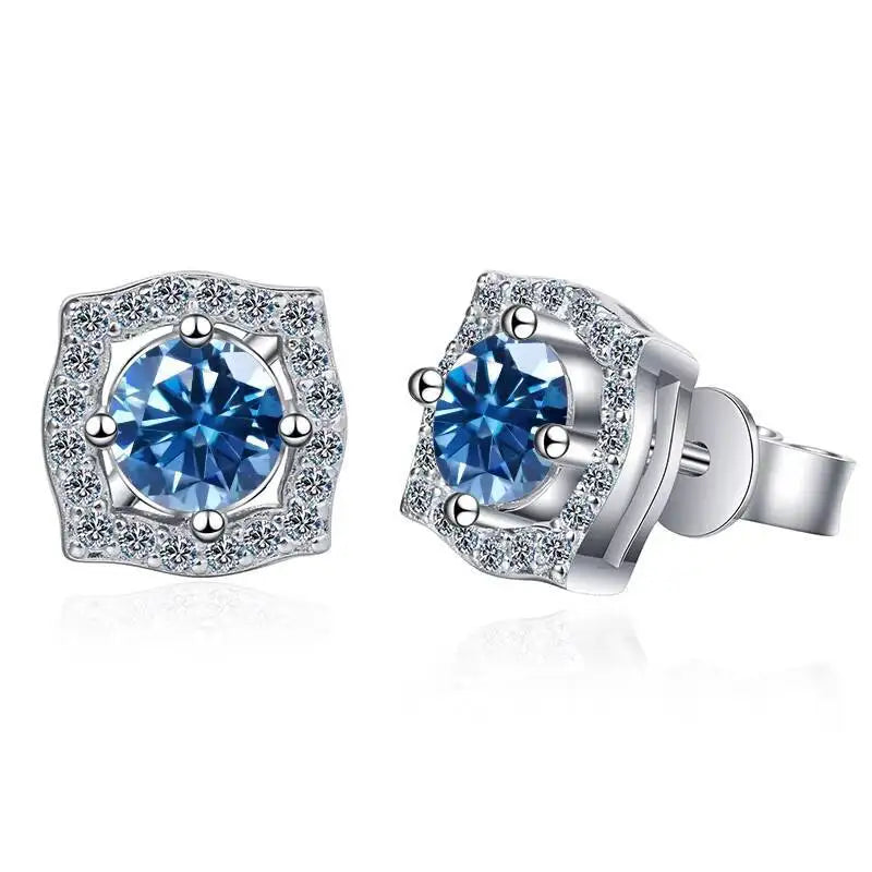 Sterling Silver Moissanite 1ct Stud Earrings Sterling 925 Lab-Created Diamond BandsCo Straps