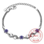 Sterling Silver Endless Love Infinity Chain Link Adjustable Women Bracelet Luxury Silver Infinity Endless Love Symbol Charm Adjustable Bracelet Valentines Day Gift For Wife Women Girls Mom
