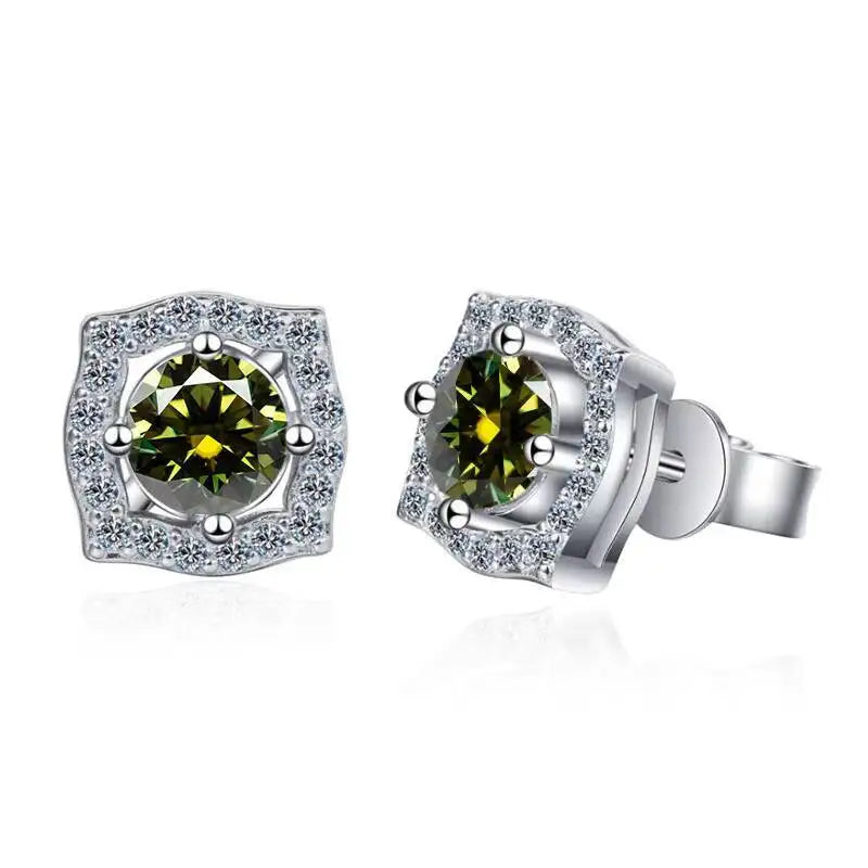 Sterling Silver Moissanite 1ct Stud Earrings Sterling 925 Lab-Created Diamond BandsCo Straps