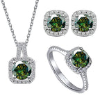 Sterling Silver 3-Piece Moissanite Jewelry Set - 1ct Necklace Ring Earrings BandsCo Straps