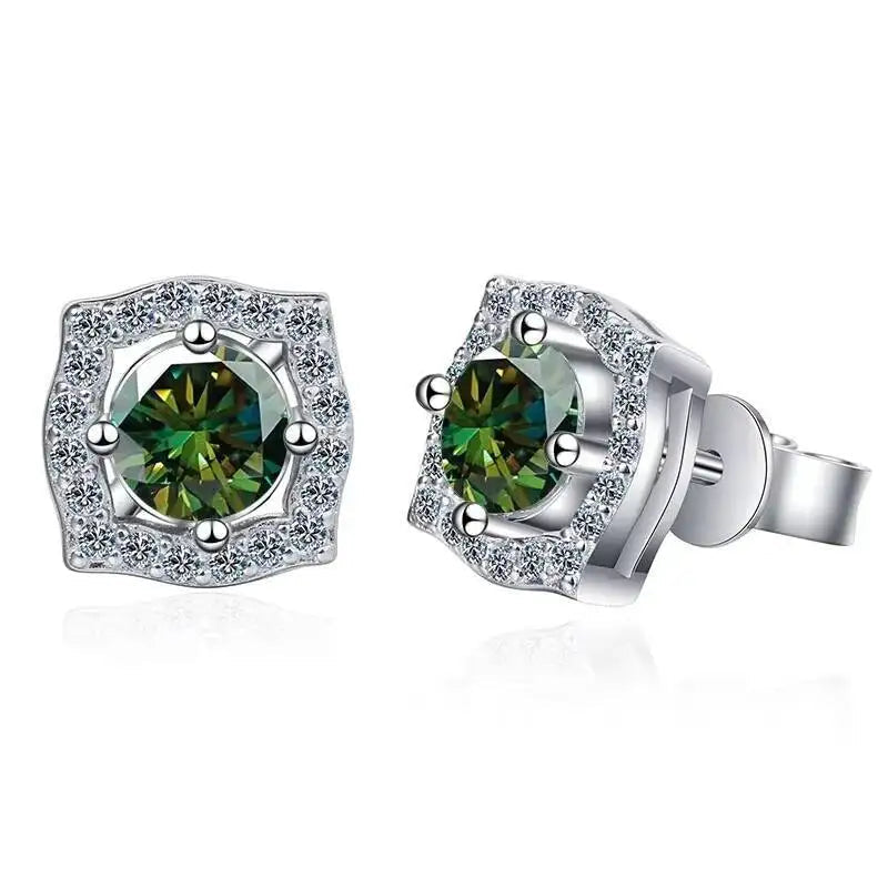 Sterling Silver Moissanite 1ct Stud Earrings Sterling 925 Lab-Created Diamond BandsCo Straps