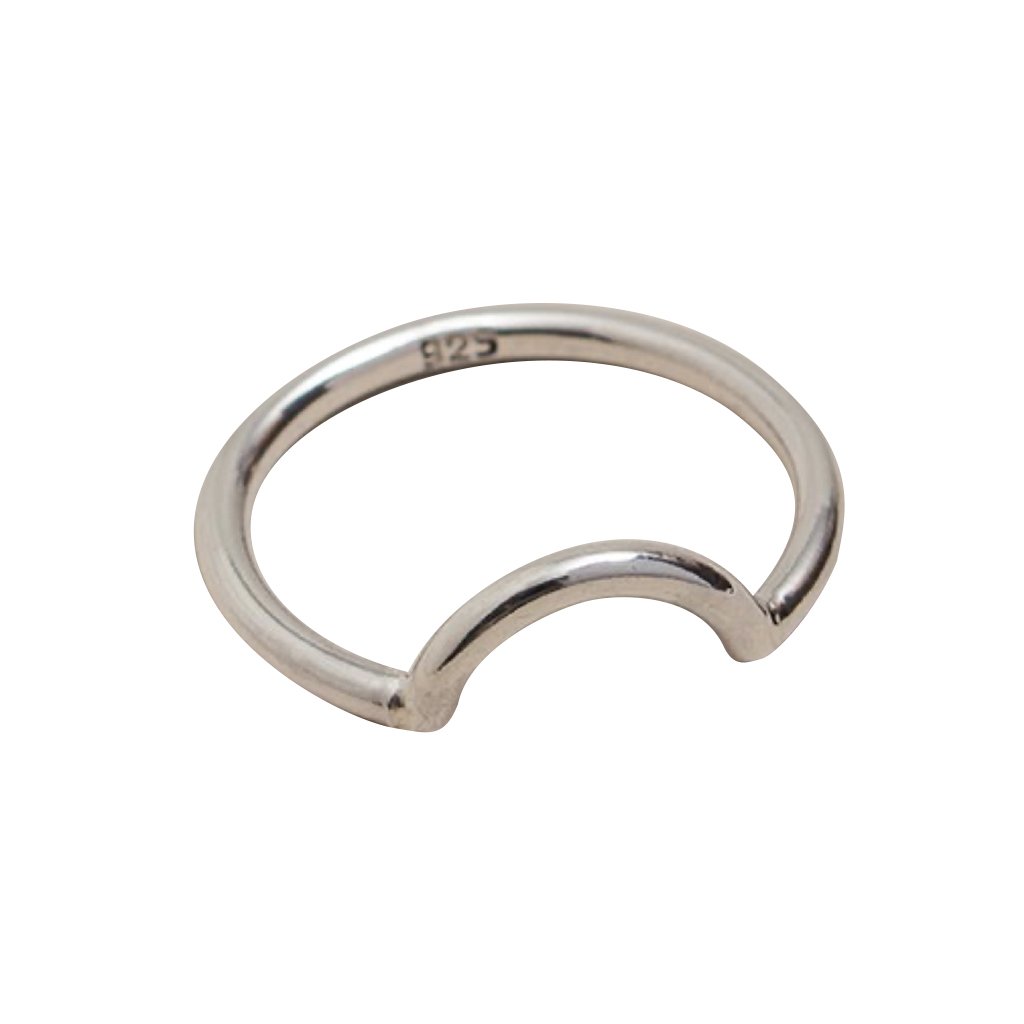 Sterling Silver Half Moon Ring Size 7 Minimal Stacking Moon Jewelry BandsCo Straps