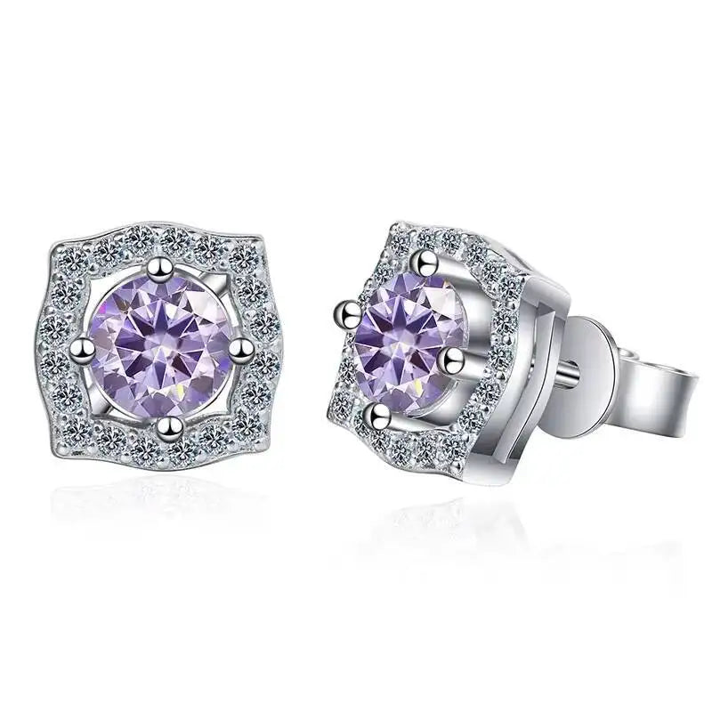 Sterling Silver Moissanite 1ct Stud Earrings Sterling 925 Lab-Created Diamond BandsCo Straps