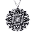 Sterling Silver Mandala Necklace With CZ Center Pendant