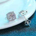 Sterling Silver Moissanite 1ct Stud Earrings Sterling 925 Lab-Created Diamond BandsCo Straps