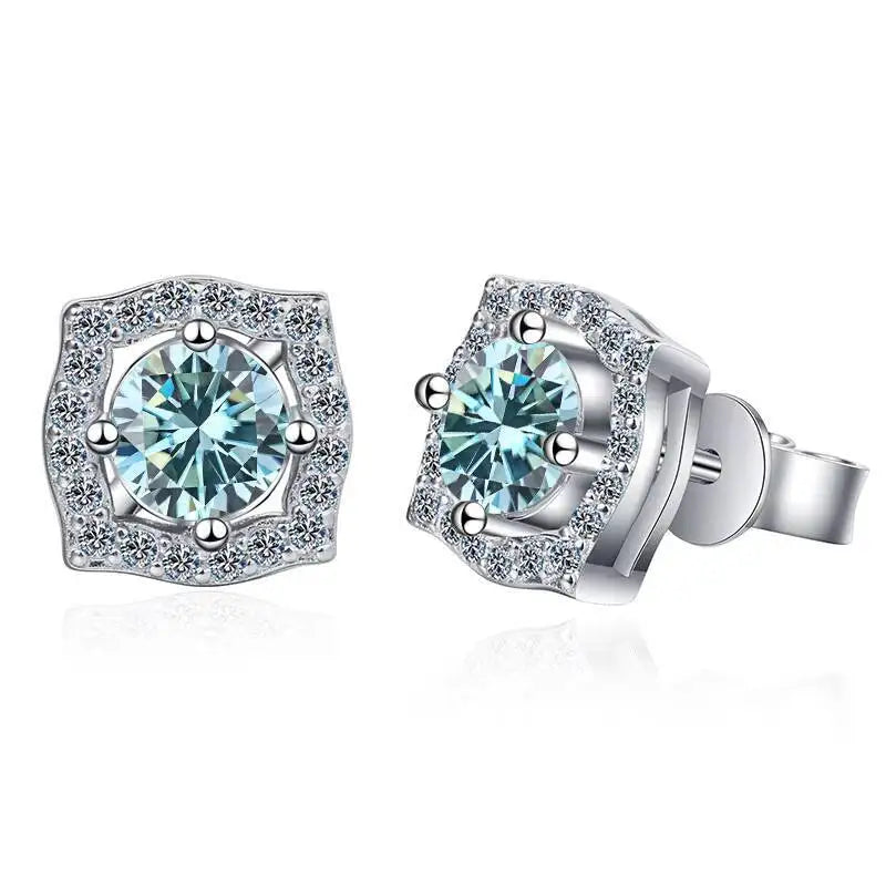 Sterling Silver Moissanite 1ct Stud Earrings Sterling 925 Lab-Created Diamond BandsCo Straps