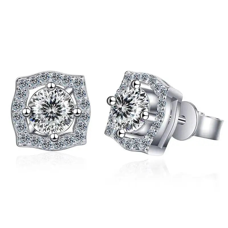 Sterling Silver Moissanite 1ct Stud Earrings Sterling 925 Lab-Created Diamond BandsCo Straps
