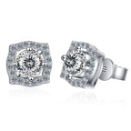 Sterling Silver Moissanite 1ct Stud Earrings Sterling 925 Lab-Created Diamond BandsCo Straps