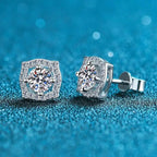 Sterling Silver Moissanite 1ct Stud Earrings Sterling 925 Lab-Created Diamond BandsCo Straps