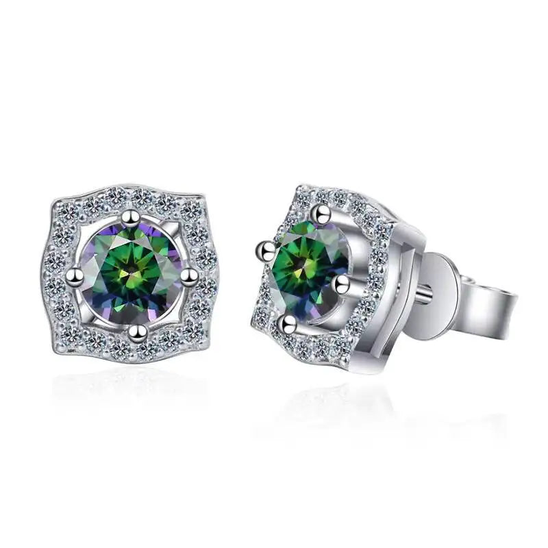 Sterling Silver Moissanite 1ct Stud Earrings Sterling 925 Lab-Created Diamond BandsCo Straps