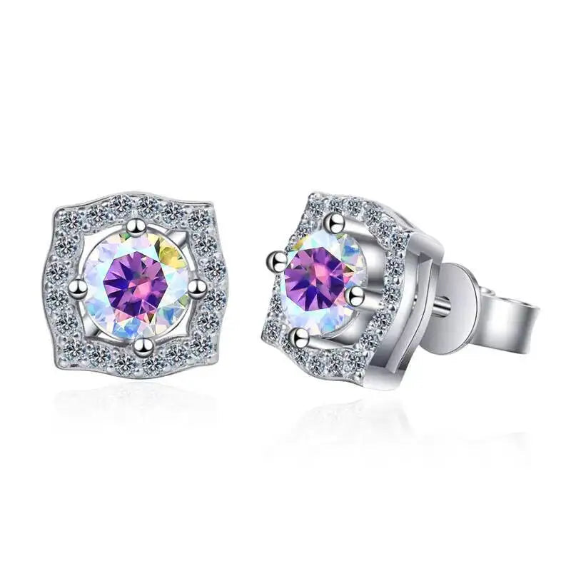 Sterling Silver Moissanite 1ct Stud Earrings Sterling 925 Lab-Created Diamond BandsCo Straps
