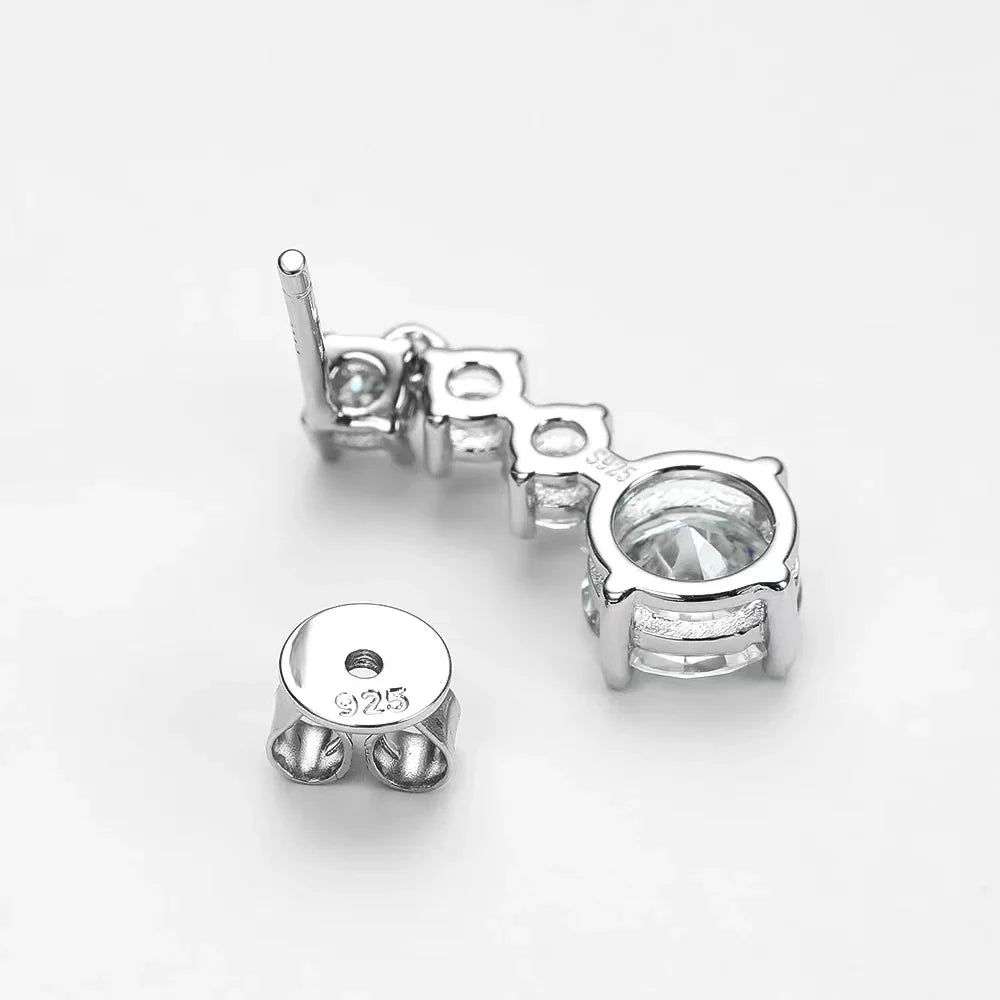 Sterling Silver 2.6ct Moissanite Drop Dangle Earrings For Women Wedding Party BandsCo Straps