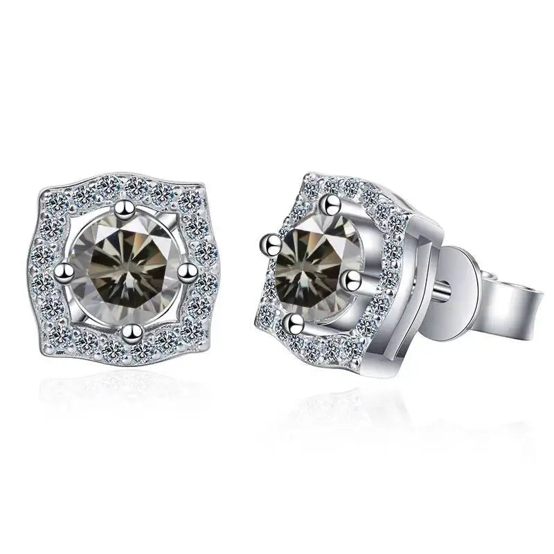 Sterling Silver Moissanite 1ct Stud Earrings Sterling 925 Lab-Created Diamond BandsCo Straps