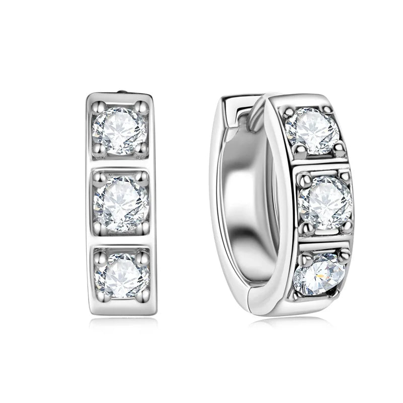 Sterling Silver 0.6ct Moissanite Hoop Earrings Black White Two-Tone 925 BandsCo Straps