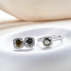 Sterling Silver 3-Piece Moissanite Jewelry Set - 1ct Necklace Ring Earrings BandsCo Straps