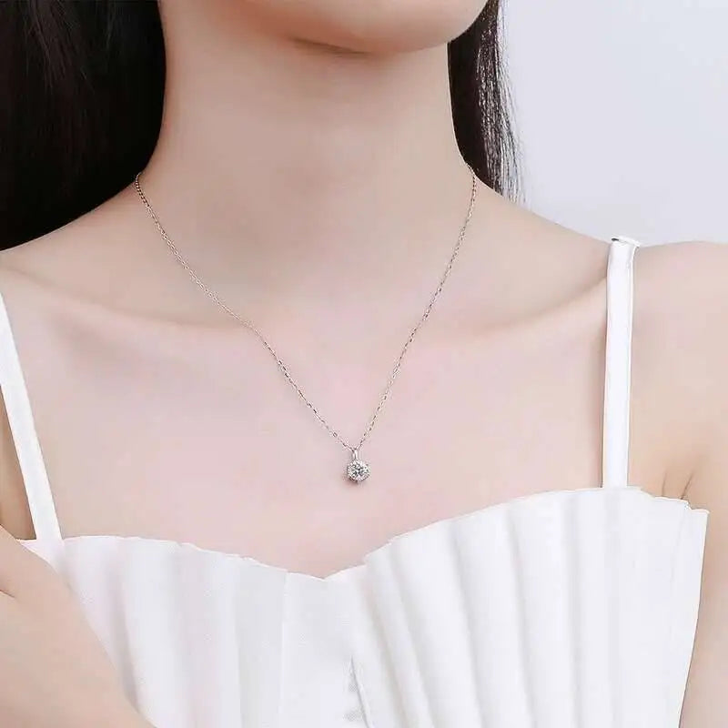 Sterling Silver 925 Moissanite Jewelry Set 2.5CT D Color Necklace Earrings BandsCo Straps