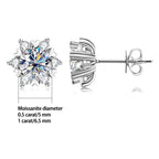 Sterling Silver Moissanite Snowflake Stud Earrings 6-Claw Valentines Gift BandsCo Straps