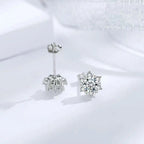 Sterling Silver Moissanite Snowflake Stud Earrings 6-Claw Valentines Gift BandsCo Straps
