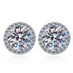 Sterling Silver 0.5 1 2Ct Round Moissanite Stud Earrings For Women BandsCo Straps