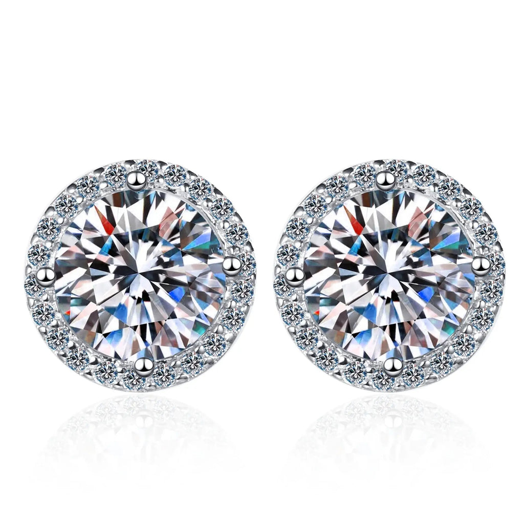 Sterling Silver 0.5 1 2Ct Round Moissanite Stud Earrings For Women BandsCo Straps