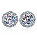 Sterling Silver 0.5 1 2Ct Round Moissanite Stud Earrings For Women BandsCo Straps