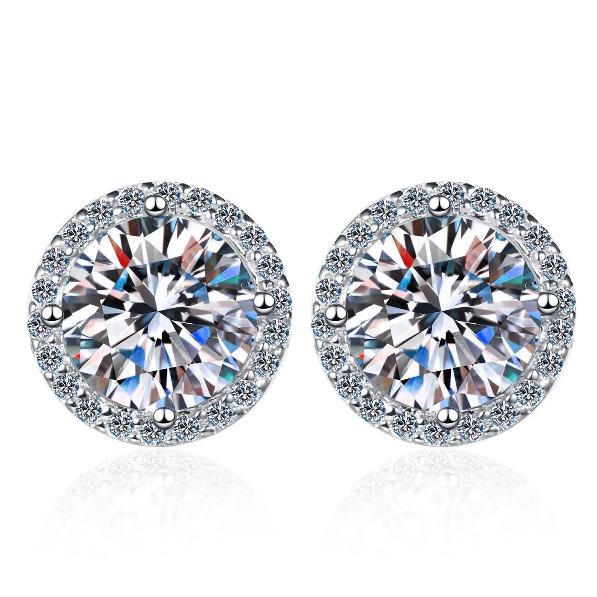 Sterling Silver 0.5 1 2Ct Round Moissanite Stud Earrings For Women BandsCo Straps