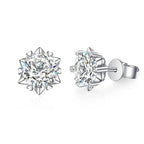 Sterling Silver Moissanite Stud Earrings 1ct 2ct VVS1 Lab Diamond Snowflake BandsCo Straps