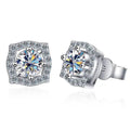 Sterling Silver Moissanite 1ct Stud Earrings Sterling 925 Lab-Created Diamond BandsCo Straps