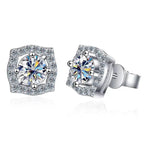 Sterling Silver Moissanite 1ct Stud Earrings Sterling 925 Lab-Created Diamond BandsCo Straps