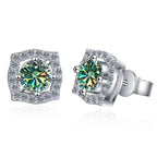 Sterling Silver Moissanite 1ct Stud Earrings Sterling 925 Lab-Created Diamond BandsCo Straps