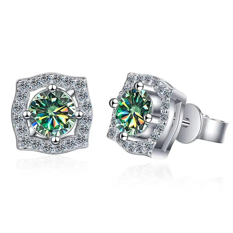 Sterling Silver Moissanite 1ct Stud Earrings Sterling 925 Lab-Created Diamond BandsCo Straps