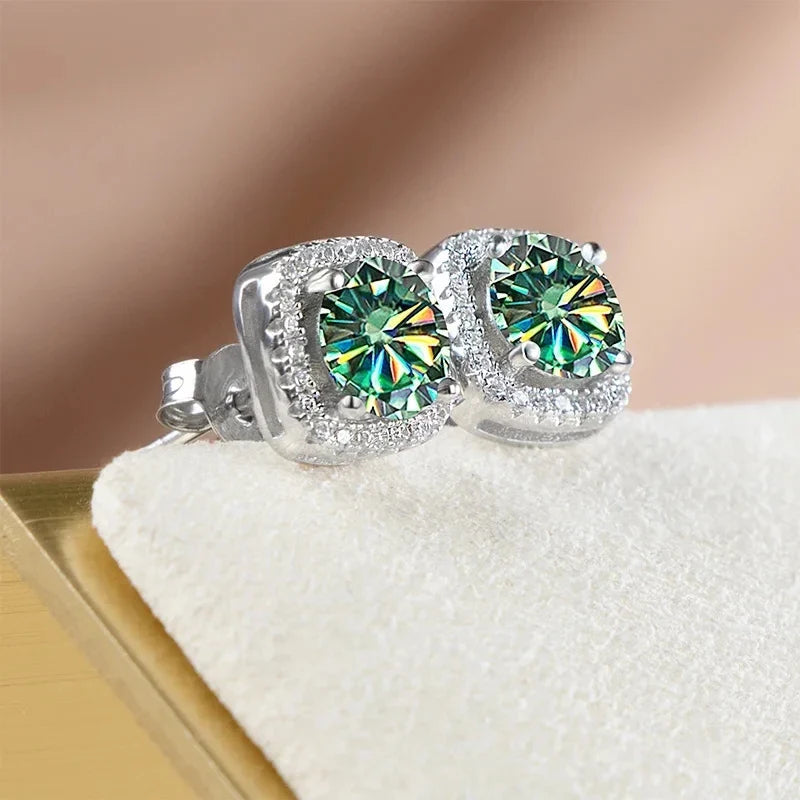 Sterling Silver 3-Piece Moissanite Jewelry Set - 1ct Necklace Ring Earrings BandsCo Straps