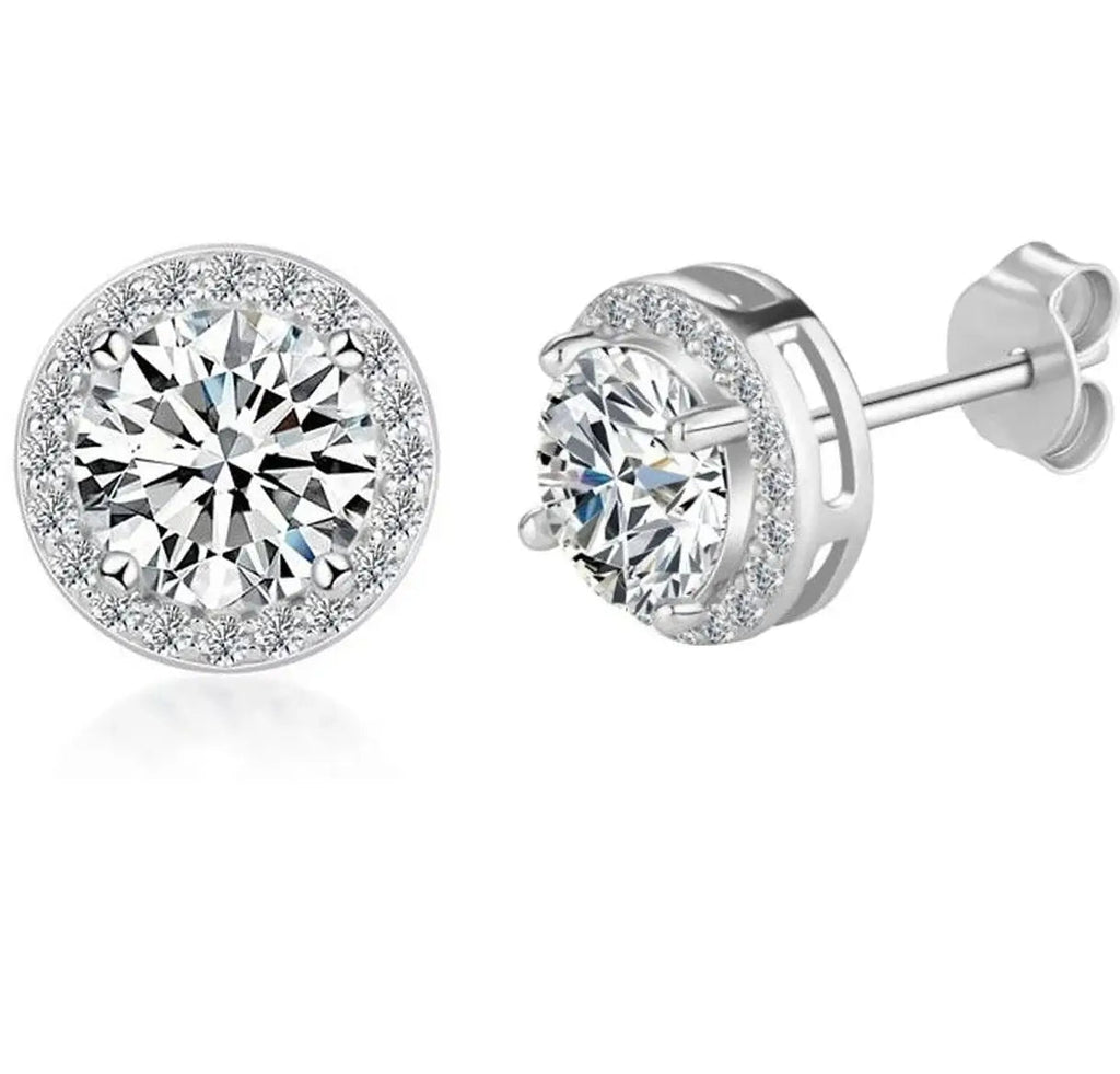 Sterling Silver 0.5 1 2Ct Round Moissanite Stud Earrings For Women BandsCo Straps