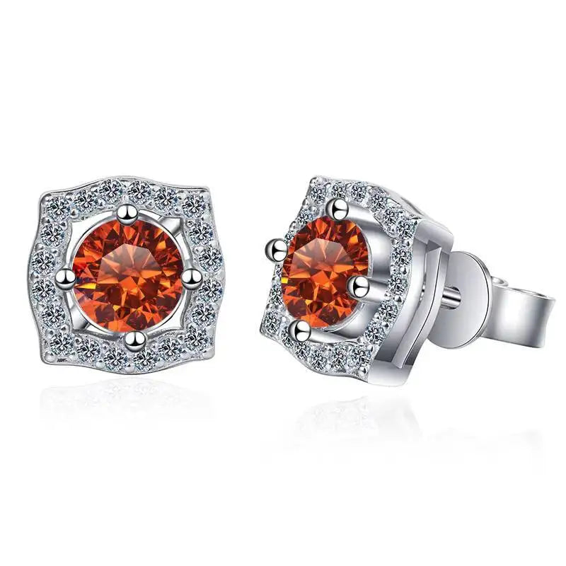 Sterling Silver Moissanite 1ct Stud Earrings Sterling 925 Lab-Created Diamond BandsCo Straps