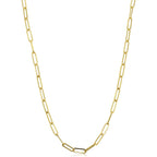 Sterling Silver Paperclip Chain Necklace 18K Gold Plated