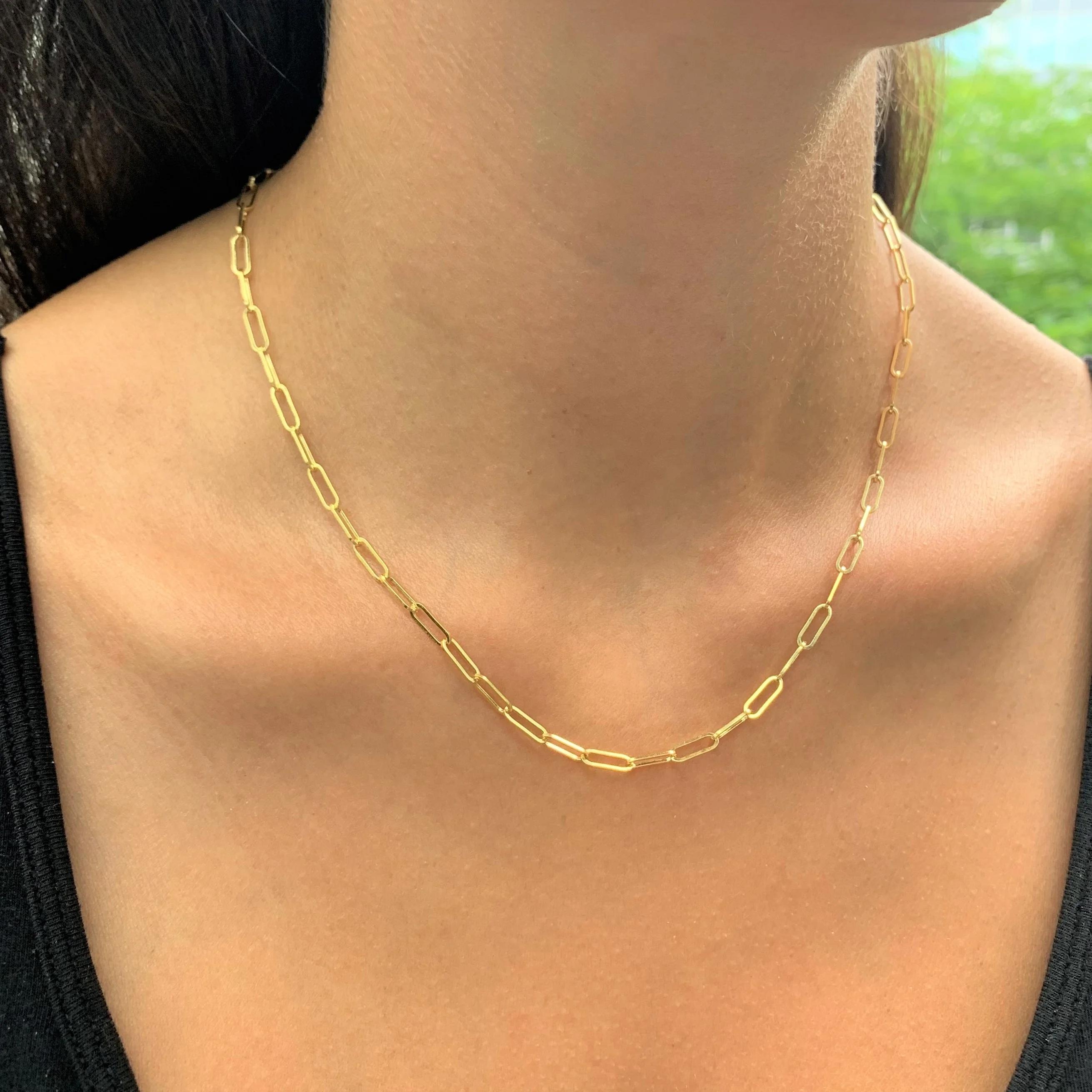Sterling Silver Paperclip Chain Necklace 18K Gold Plated