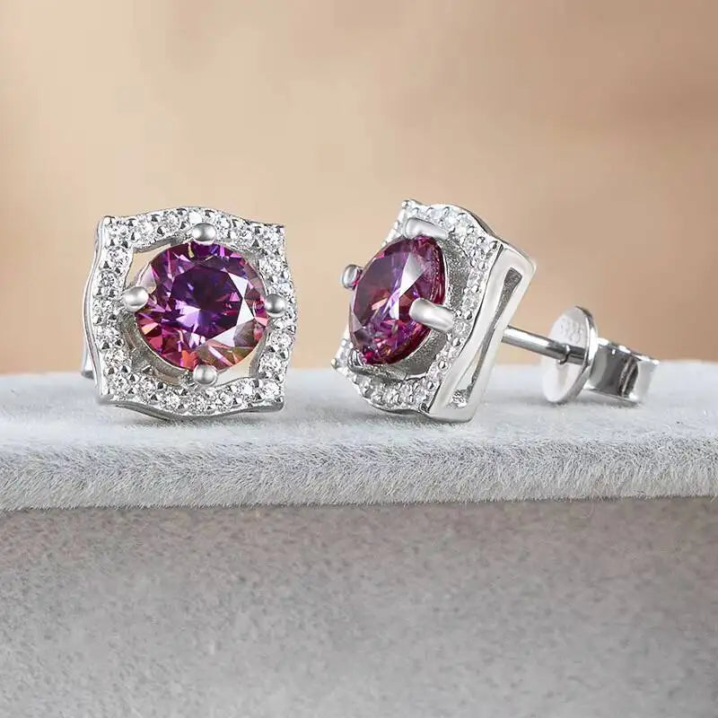 Sterling Silver Moissanite 1ct Stud Earrings Sterling 925 Lab-Created Diamond BandsCo Straps