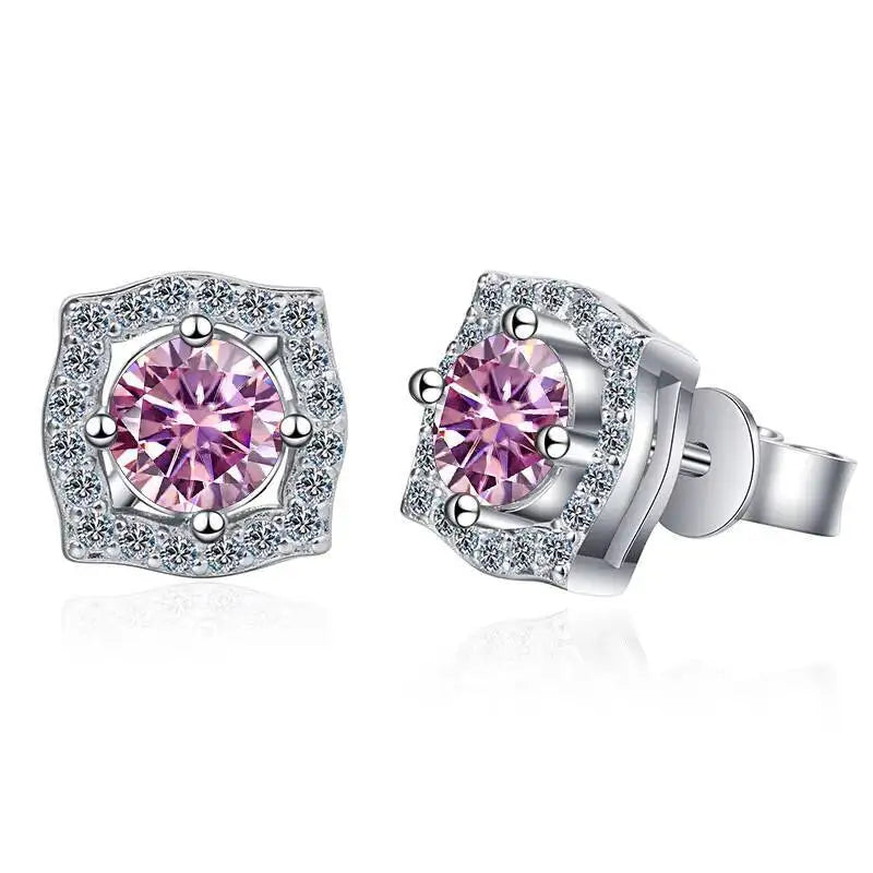 Sterling Silver Moissanite 1ct Stud Earrings Sterling 925 Lab-Created Diamond BandsCo Straps