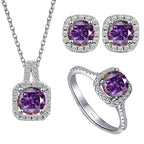Sterling Silver 3-Piece Moissanite Jewelry Set - 1ct Necklace Ring Earrings BandsCo Straps