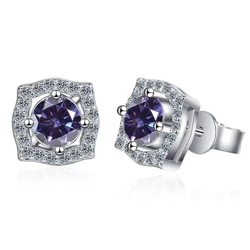 Sterling Silver Moissanite 1ct Stud Earrings Sterling 925 Lab-Created Diamond BandsCo Straps