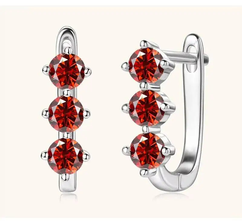 925 Sterling Silver Moissanite Hoop Earrings.1ct 6D For Women Valentine Gift BandsCo Straps