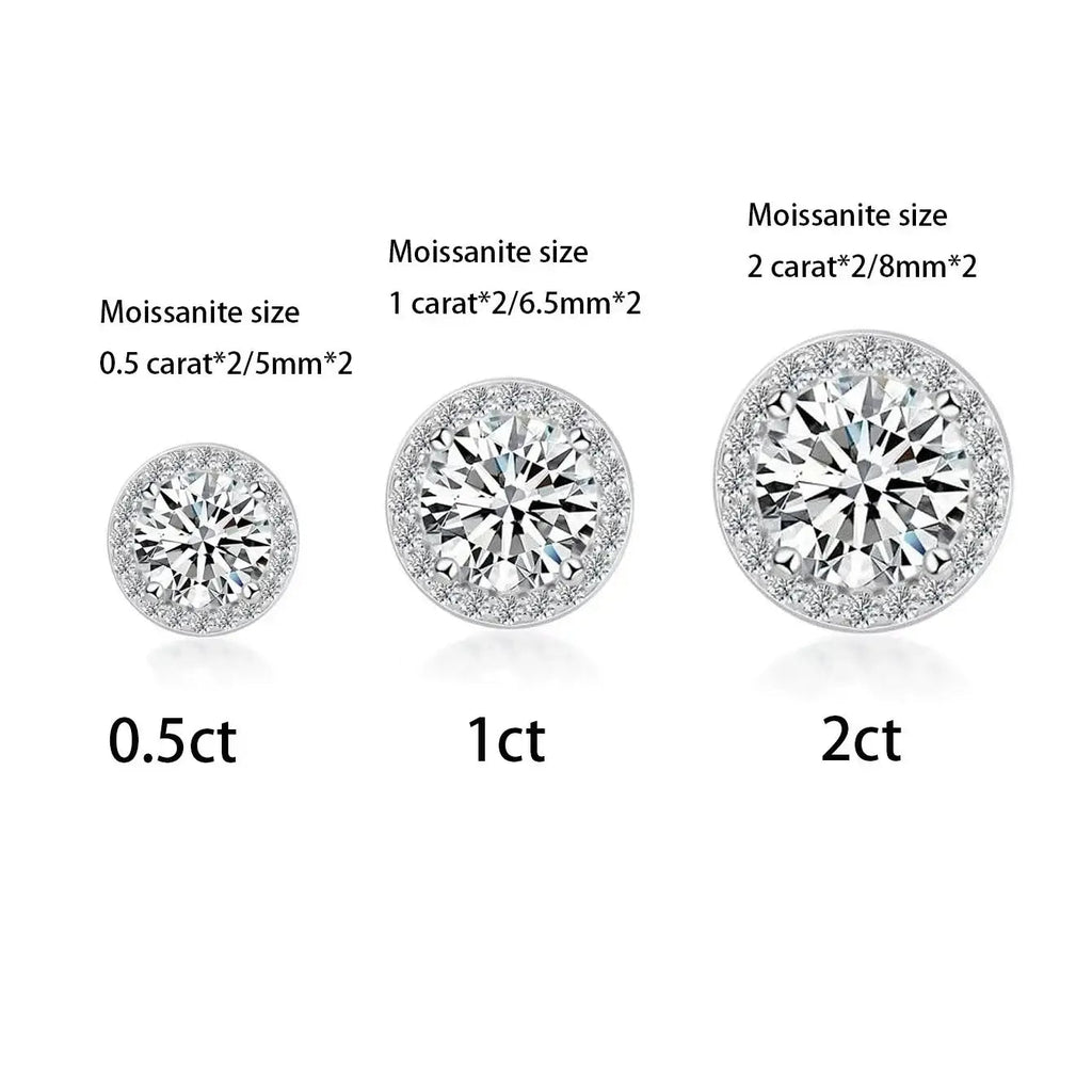 Sterling Silver 0.5 1 2Ct Round Moissanite Stud Earrings For Women BandsCo Straps