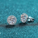 Sterling Silver 0.5 1 2Ct Round Moissanite Stud Earrings For Women BandsCo Straps