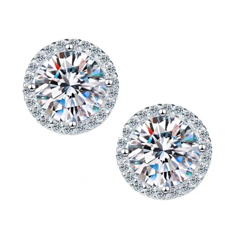 Sterling Silver 0.5 1 2Ct Round Moissanite Stud Earrings For Women BandsCo Straps