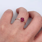Sterling Silver Ruby Ring Raw Stone Minimalist Band