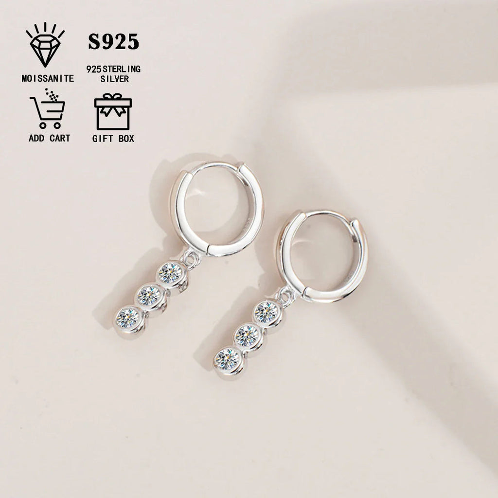 Sterling Silver S925 1.2ct Moissanite Round Stud Earrings For Women BandsCo Straps