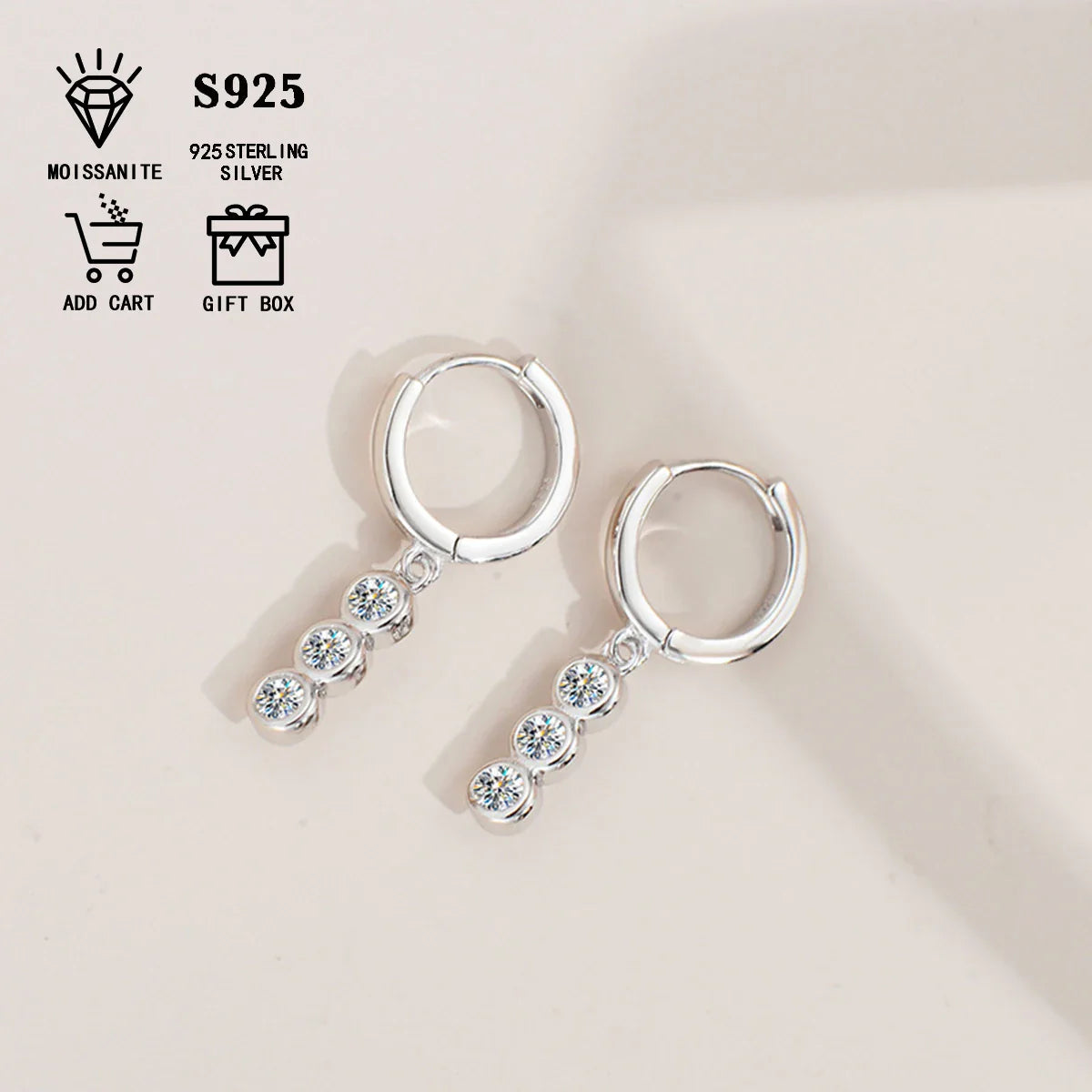 Sterling Silver S925 1.2ct Moissanite Round Stud Earrings For Women BandsCo Straps