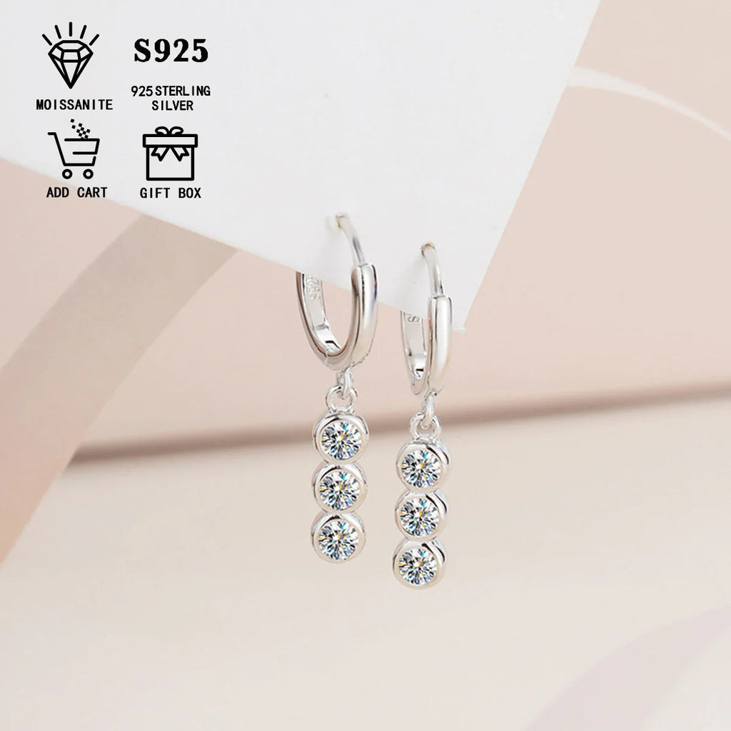 Sterling Silver S925 1.2ct Moissanite Round Stud Earrings For Women BandsCo Straps