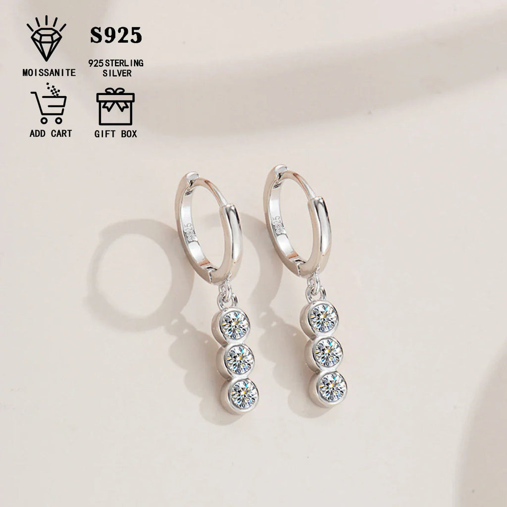 Sterling Silver S925 1.2ct Moissanite Round Stud Earrings For Women BandsCo Straps